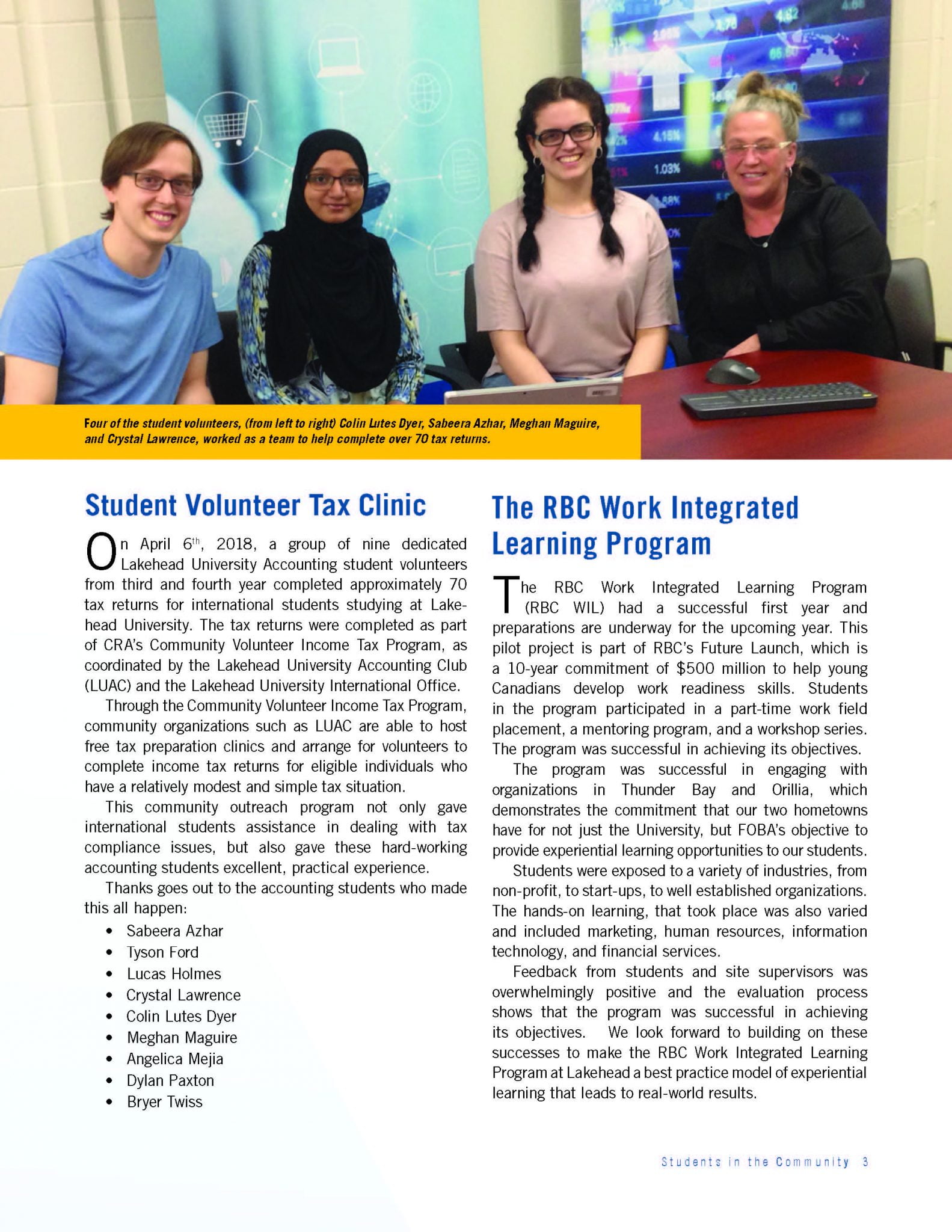 Bus Admin Newsletter Aug16 Page 3 - REVIEW: The RBC Work Integrated Learning Program