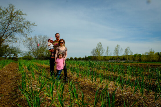 The Kitchen Garden Farm is the brainchild of Greg Simms, pictured here with his family.