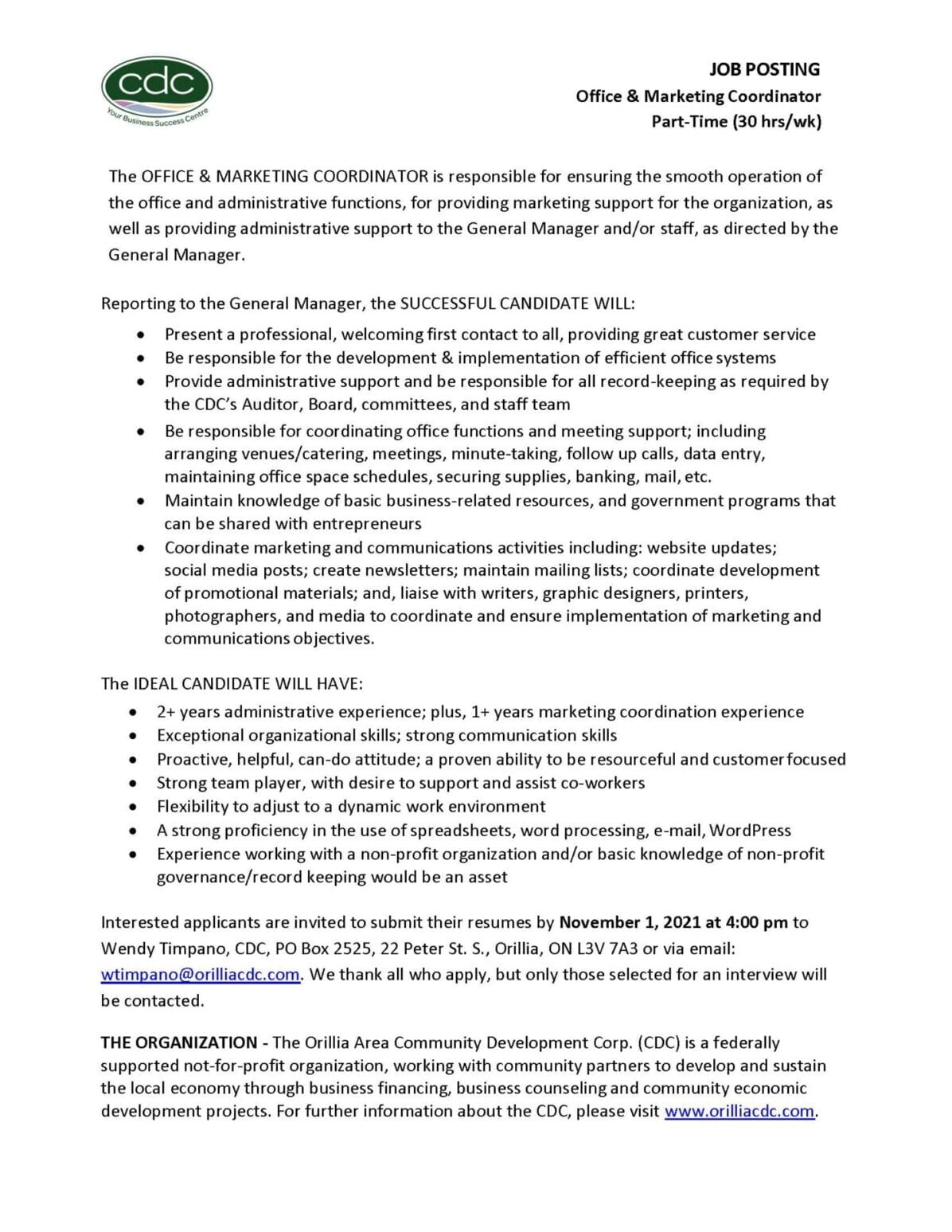 Office & Marketing Coordinator Job Posting_2021